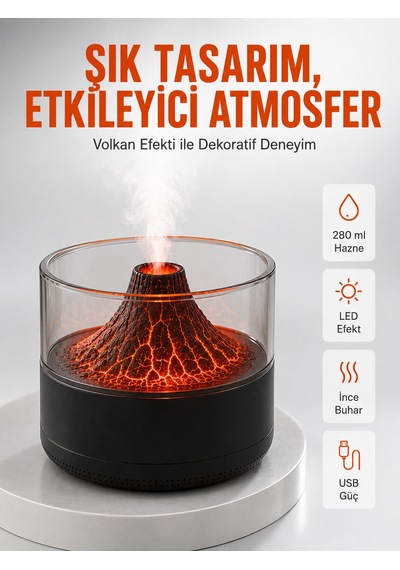 Su Hazneli Led Işıklı Aromaterapi Difüzörü - Lisinya