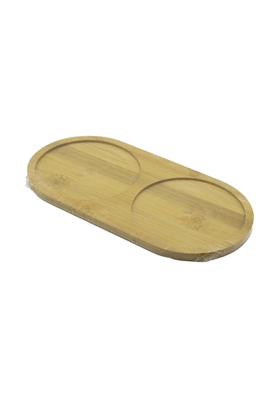 2 Bölmeli Oval Ahşap Bambu Yağdanık Altlık 12x24x0.8cm 5468 Çok Renkli