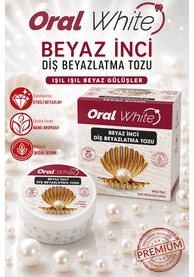Oral White Premium Series Beyaz İnci Diş Beyazlatma Tozu 50 Gr İnci Tozu