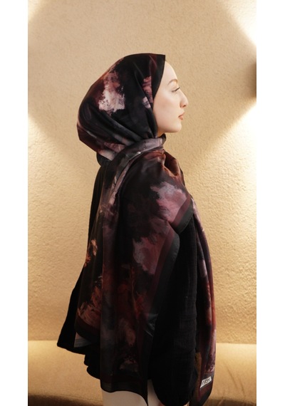 Mirsoy Scarf Pamuk Etnik Desen Şal Bordo