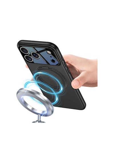 Lexroo İphone 17 Pro Kılıf M-safe Şarj Özellikli 360 Derece Standlı Çift Parçalı Torino Kılıf - Siyah