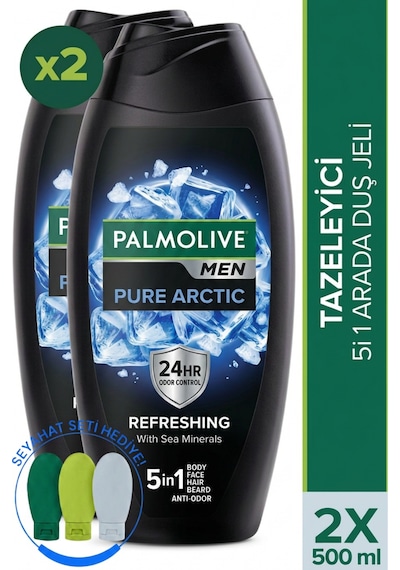 Palmolive Pure Arctic Erkek Duş Jeli 2 x 500 ML + Seyahat Kiti