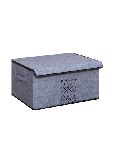 Keçe Kapaklı Maxi Hurç Kutu, Çok Amaçlı Düzenleyici Kutu Organizer Sandık Maxi Boy 47x37x24 Cm Gri