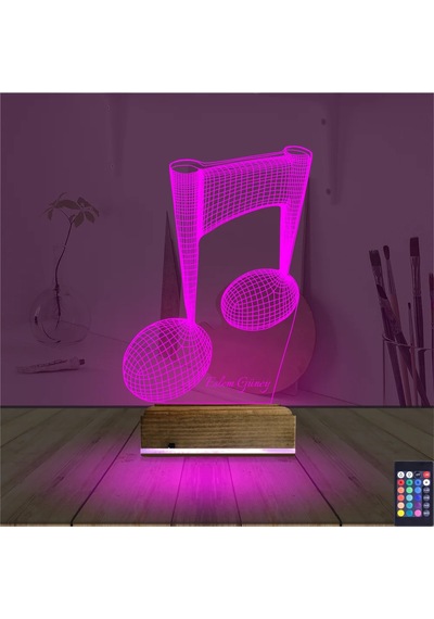 Luvivia Müzik Nota Müzisyen Kişiye Özel 3d Lamba - Masa Gece Lambası Şeffaf