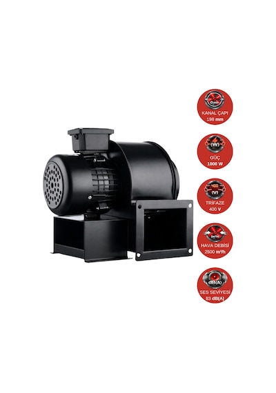 Dündar CT 21.2 1000 watt 2500 m3/h 2700 DD 380/400 volt Trifaze Salyangoz Radyal Fan Aspiratör