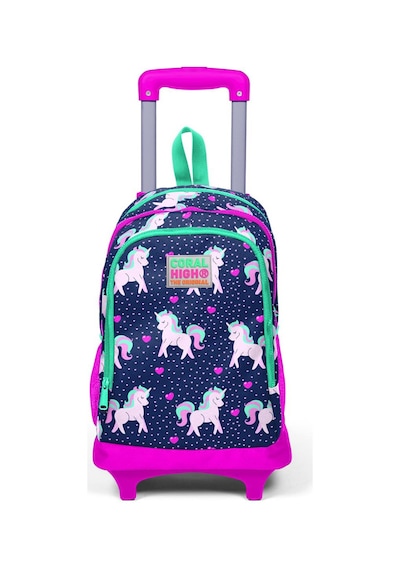 Coral High Kids Lacivert Pembe Unicorn Desenli Üç Bölmeli Işıklı