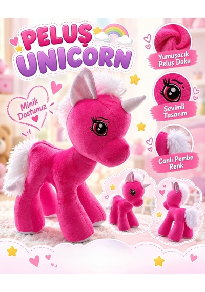 Oyuncak Sevimli Unicorn At Pony 43 Cm My Little Pony Oyun Arkadaşı Hediyelik Peluş Pembe
