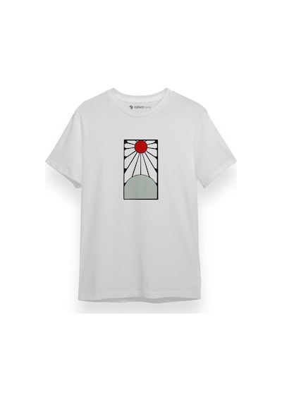 Demon Slayer Anime Crest Earring Demon Beyaz Kısa Kol Erkek Tshirt 001