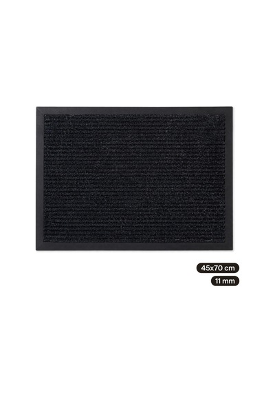 Delta Kk001a Siyah Halılı Kauçuk Kenarlı Fitilli Kapı Önü Paspası Kaymaz Taban Toz Ve Kir Tutucu 45x70 Cm