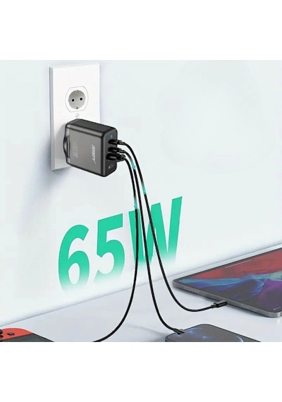 65w Hızlı Şarj Edebilen Type C Uçlu Şarj Aleti Çok Renkli