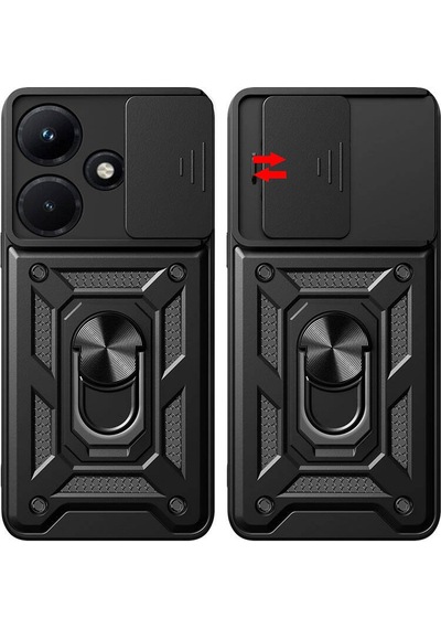 İnfinix Hot 30i İle Uyumlu Kılıf Magnetik Standlı Kamera Korumalı Sürgülü Kapak