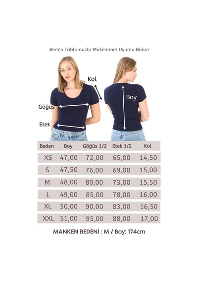 V Yaka Slim Fit Crop Tişört-lacivert Lacivert