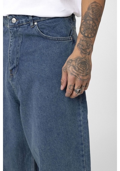 Vamos Super Baggy Fıt Jean V100-01 Destroyed Denim