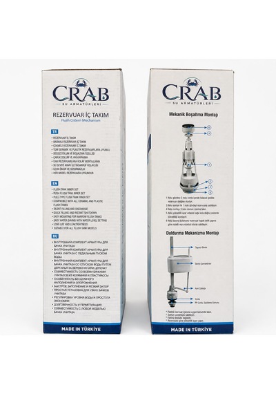 Crab Standart Basmalı Rezervuar Sifon İç Takımı Evrensel Uyumlu Kolay Montaj Beyaz