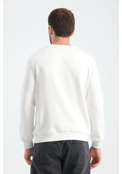 Shooter Sportwear Shooter Erkek Üç İplik Sweatshirt Regular Fit Pamuklu Bisiklet Yaka Günlük Spor Basic Ekru
