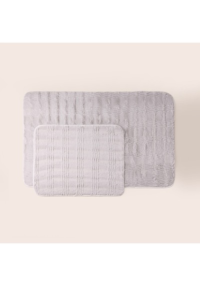 Soft Rems Rabbit Post 2'li Banyo Paspası - Gri - 50x60 Cm + 60x100 Cm Çok Renkli
