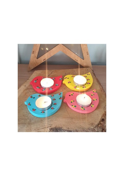 4 Lü Kuş Şeklinde Tealight Mumluk Seti Anneler Günü Hediyesi