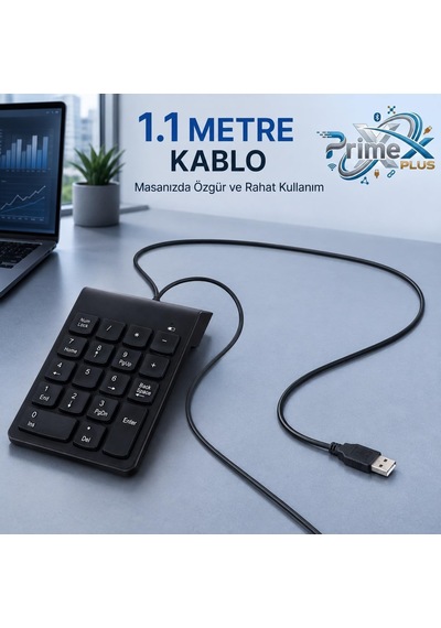 Primex Px-1864 Usb 2.0 Siyah Kablolu Numerik Klavye Keypad, Usb Sayısal Tuş Takımı, Pc Laptop Notebook İçin Kablolu Numpad, Ev Ofis Muhasebe Excel Veri Girişi Kullanımına Uygun