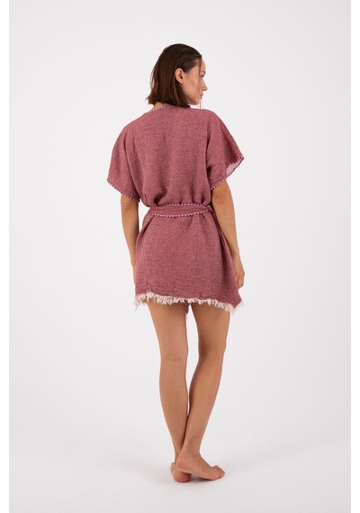 Dokubba - Kimono - Peştemal Kimono - Müslin Kimono - Selimiye Bordo Bordo
