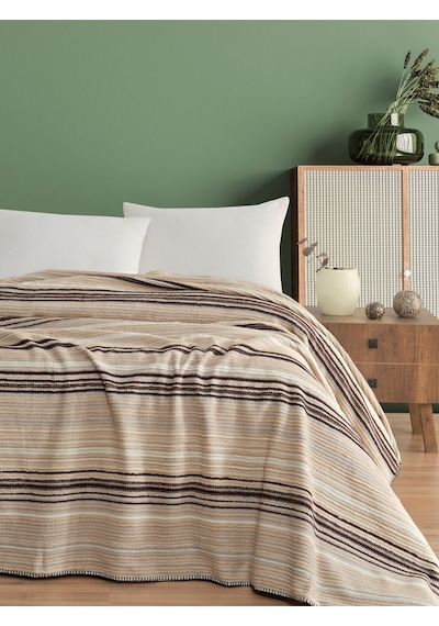 Vicuna Home 4 Mevsim Pamuklu Pike Battaniye Tek Kişilik Kahverengi