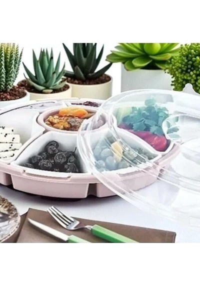 7 Bölmeli Lilyum Kahvaltı Ve Çerez Seti Pembe Çok Renkli