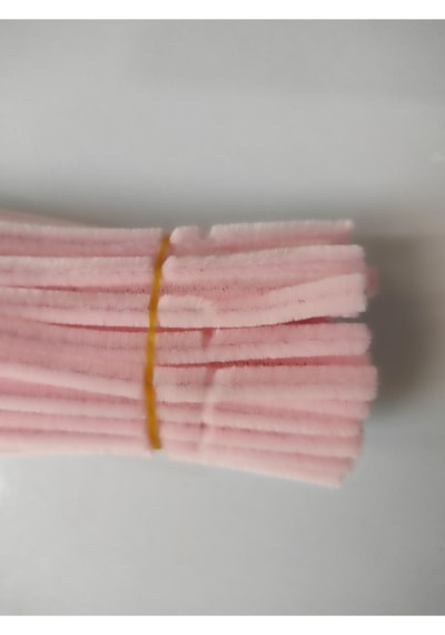 25 Adet Açık Soft Pembe Şönil , Çiçek Yapımına Uygun Tüylü Tel, 30 Cm 6 Mm
