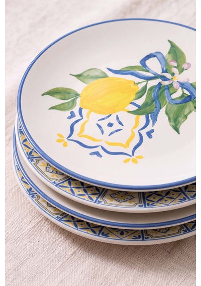 Limon Bliss Ege Pasta Tabağı 4'lü Pasta & Sunum Tabağı 20 Cm Çok Renkli
