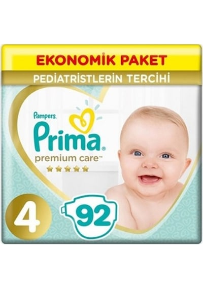 Prima Bebek Bezi Premium Care Ekonomik Paket 4 Beden 92 Adet PKT.PRIMA.175 4 Numara