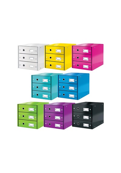 60480095 Click & Store Wow Çekmeceli Evrak Rafı, 3 Çekmeceli, Siyah Cok Renkli