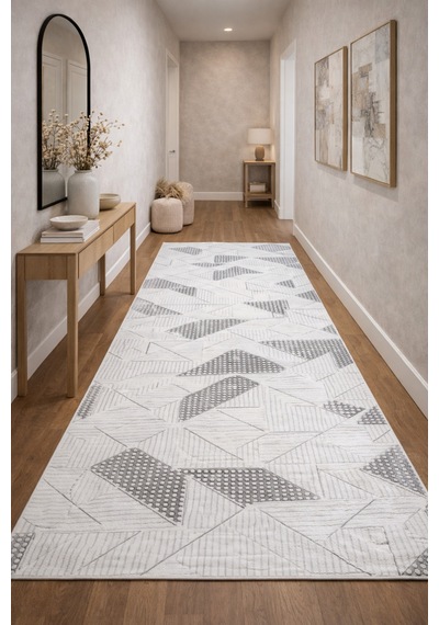 Salon Halısı 6023 Kahve Kaymaz Taban Yıkanabilir Leke Tutmaz Özel Ölçü Dekoratif Gri - 844312060 Gri