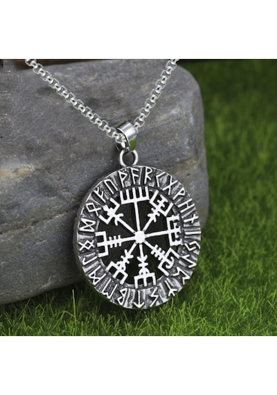 Chavin Viking Rune Viking Odin Sembol Çelik Kolye Ds70