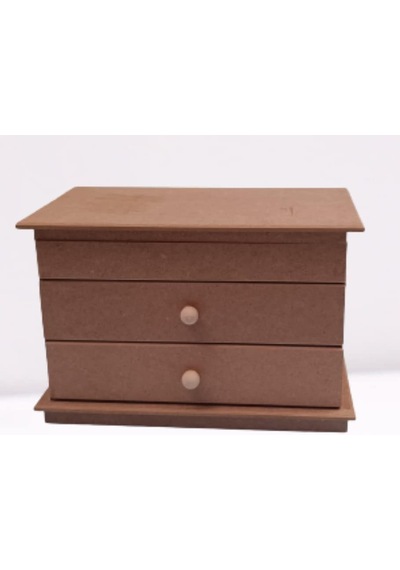 Hobi 12239 Dekoratif Model Makyaj Kutusu 2 Çekmece Ahşap Mdf Ham El Yapımı Diğer