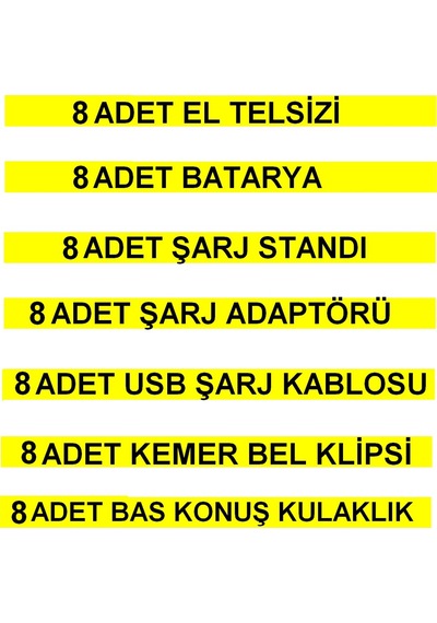 8 Telsiz+8 Kulaklık Pmr 446 Türkçe Konuşan El Telsizi