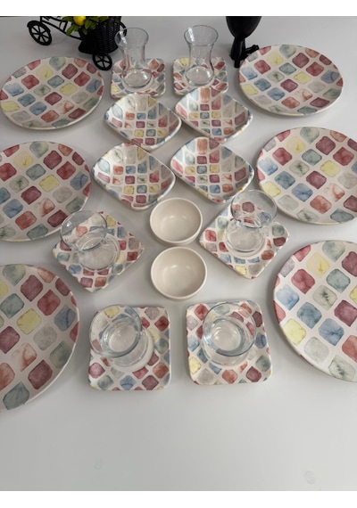 Takım Kahvaltı 24 Parça 6 Kişilik Colors Desenli