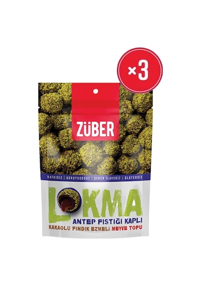 Züber Antep Fistigi Kapli Kakaolu Findik Ezmeli Meyve Topu 96 Gr X3 Adet