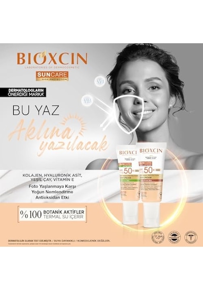 Bioxcin Sun Care Akneye Eğilimli Ciltler Için Renkli Güneş Kremi 50 Spf - Akne, Dry Touch, Mat Tinted