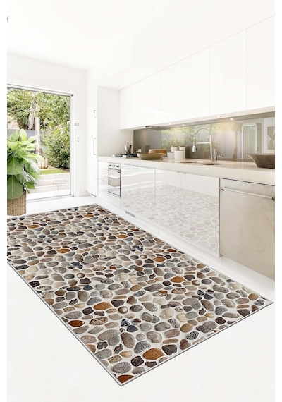 West Home Dijital Baskı Yıkanabilir Kaymaz Taban Leke Tutmaz Bej Mutfak Halısı Salon Halısı Ve Yolluk Wh 490 Beige