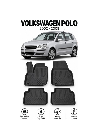 Volkswagen Polo 2004 Karbon Desenli Premium 3d Havuzlu Oto Paspas Kaymaz & Koku Yapmaz
