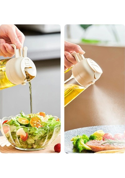 Çift Fonksiyonlu Sprey Yağdanlık Airfrey Gri Kapak 550ml Zeytinyağ Şişesi Turuncu Diğer