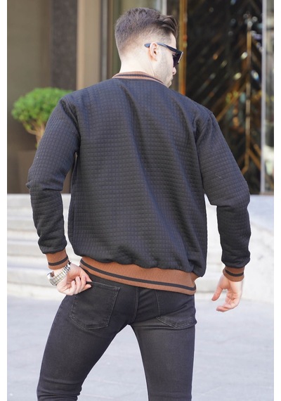 Madmext Siyah Kapitone Desenli Erkek Bomber Ceket 6035