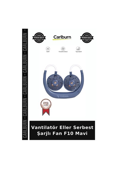 Premium Vantilatör Eller Serbest Şarjlı Fan F10 Mavi Boyun Fanı Aktif Hafif