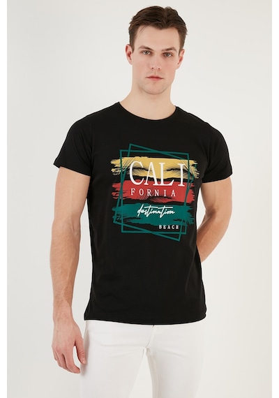 Buratti Pamuklu Slim Fit Bisiklet Yaka Erkek T Shirt 541California24 Siyah