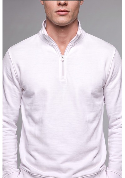 Defacto Regular Fit Dik Yaka Yarım Fermuarlı Sweatshirt F2821ax25auwt34 Beyaz