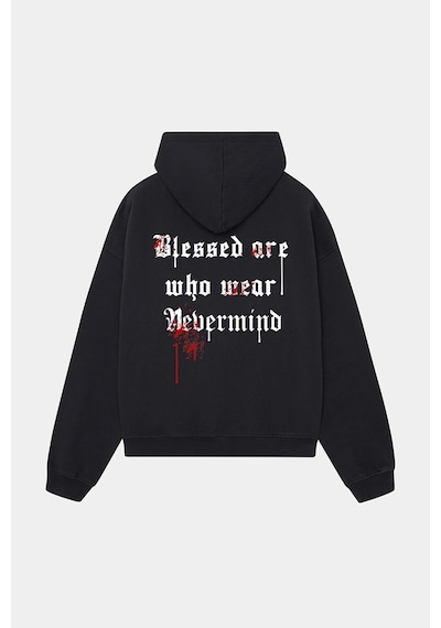 Unisex Oversize Hoodie - Blessed Are Who Wear Tasarım Sweatshirt Siyah