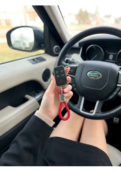 Kırmızı Deri Örgü Land Rover İle Uyumlu Anahtarlık Discovery Defender Range Rover Freelander