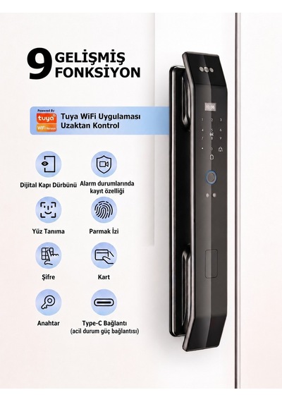 Onloi / Yüz Tanımlama Özellikli Akıllı Kapı Kilidi Ok0320