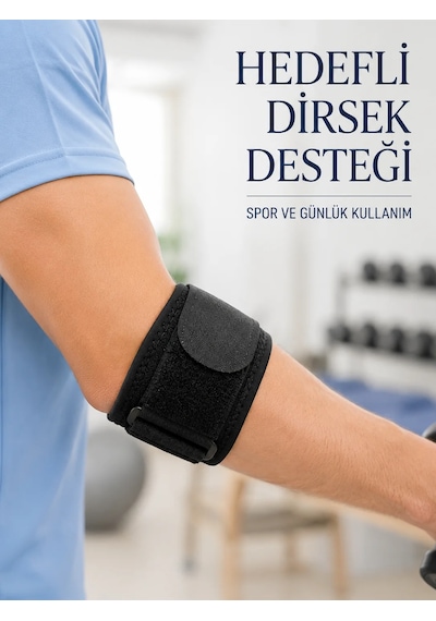 Sporcu Dirsek Bandı Tenisçi Golfçü Dirseği İçin Epikondilit Bandajı Siyah
