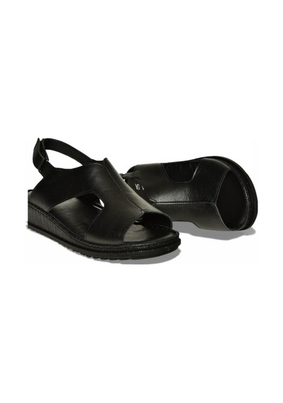 Fox Shoes Y555040903 Siyah Hakiki Deri Comfort Ortopedik Taban Kadın Sandalet Siyah
