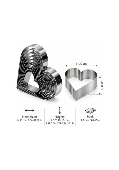 Fida Pasta Çemberi Kalp Argon 1,2mm Yükseklik 5 Cm Paslanmaz Ø29 Cm Inox