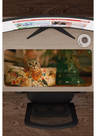 Yeni Yıl Kediler- Kedi- Yılbaşı V2 70x30 Xl Gaming Kauçuk Kaymaz Taban Mouse Pad Fare Altlığı